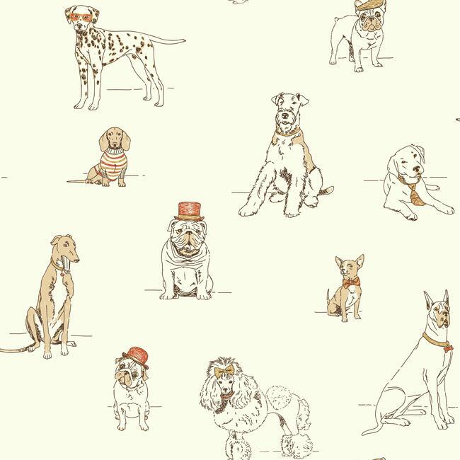 dogs-life-wallpaper-orange-gold-york-wallcoverings-af1940