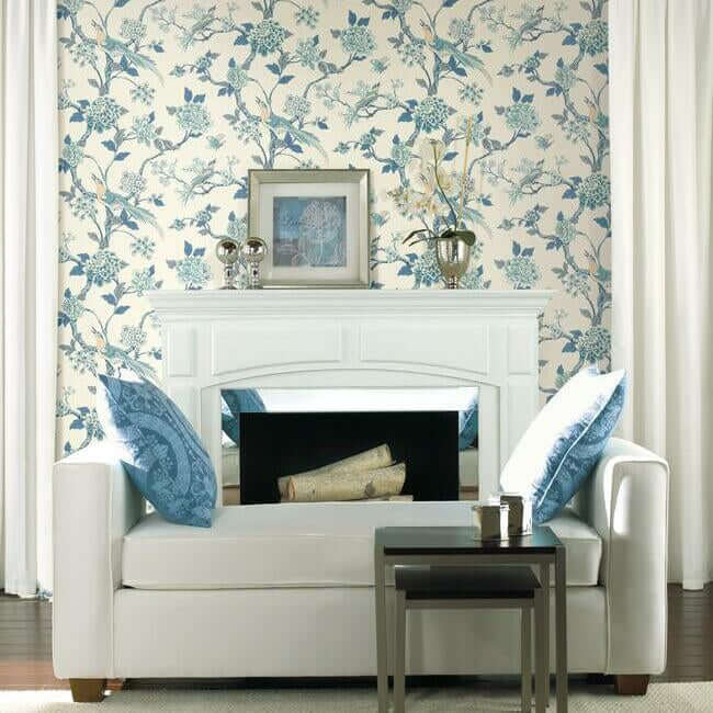 fanciful-blue-white-wallpaper-york-wallcoverings-af1900 - York Wallpaper Wallpaper