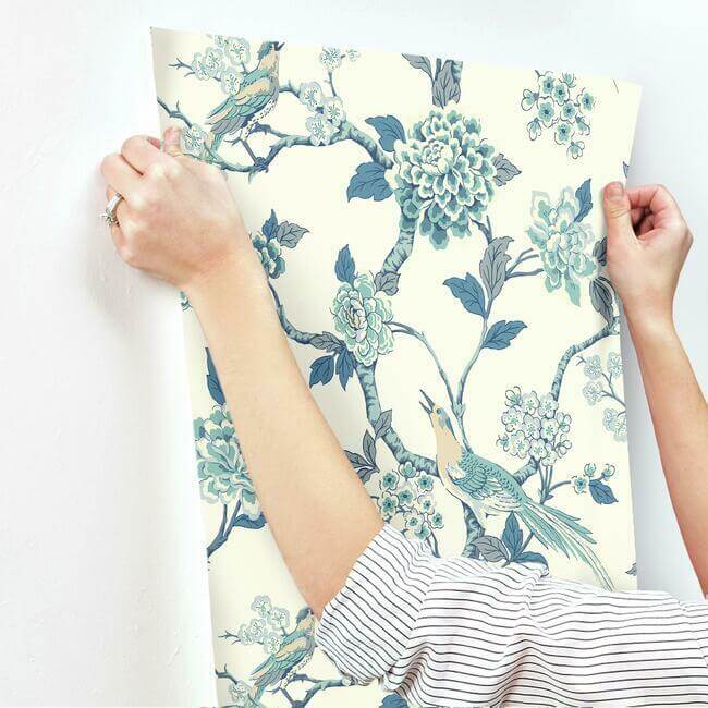 fanciful-blue-white-wallpaper-york-wallcoverings-af1900 - York Wallpaper Wallpaper