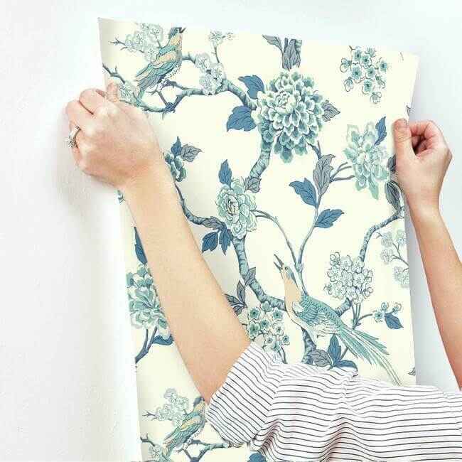Fanciful Blue & White Wallpaper - York Wallcoverings - AF1900 - York Wallcoverings Wallpaper