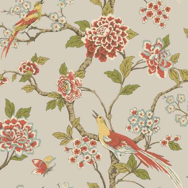 Fanciful Silver & Blue Wallpaper - York Wallcoverings - AF1905