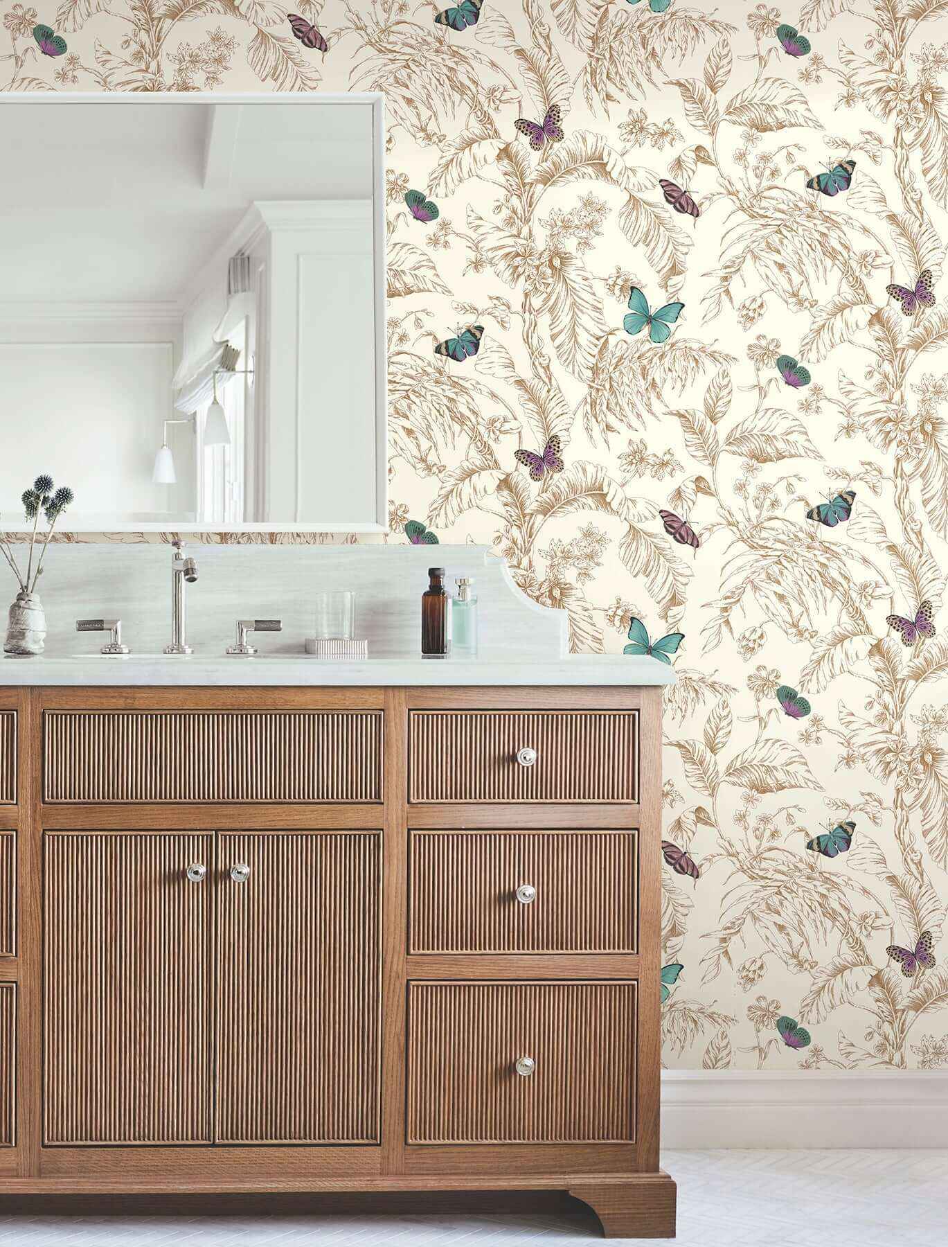 Papillon Gold Wallpaper - York Wallcoverings - AF2028 - York Wallcoverings Wallpaper