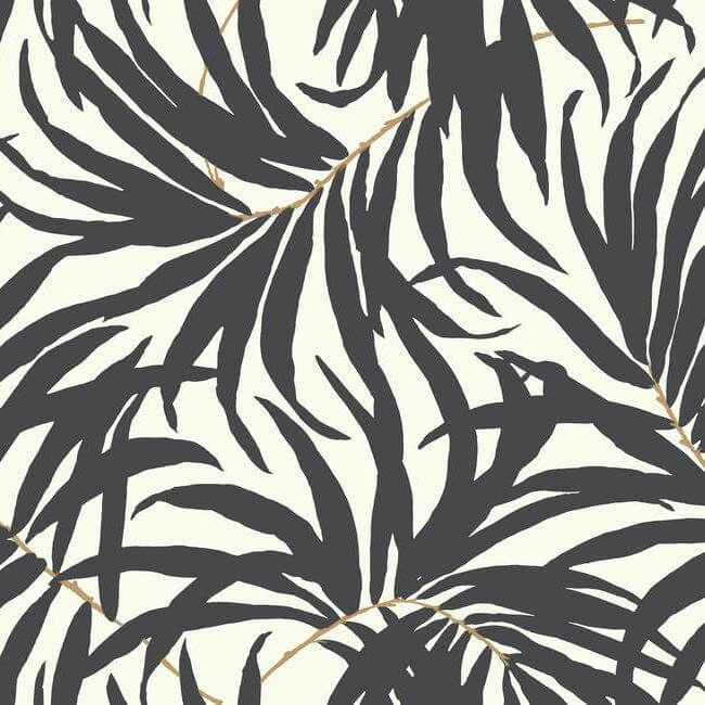 bali-leaves-off-white-dark-grey-wallpaper-york-wallcoverings-at7056 - York Wallpaper Wallpaper