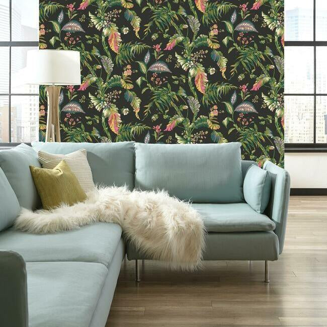 fiji-garden-wallpaper-blackbrights-york-wallcoverings-at7093 - York Wallcoverings Wallpaper