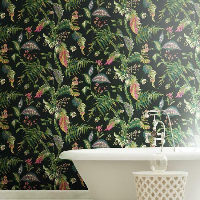 fiji-garden-wallpaper-blackbrights-york-wallcoverings-at7093 - York Wallcoverings Wallpaper