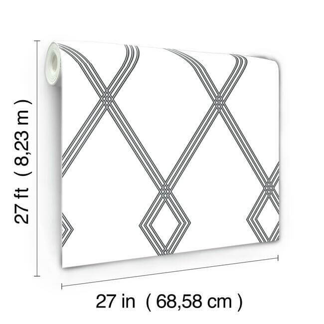 ribbon-stripe-trellis-white-black-wallpaper-york-wallcoverings-cy1509 - York Wallpaper Wallpaper