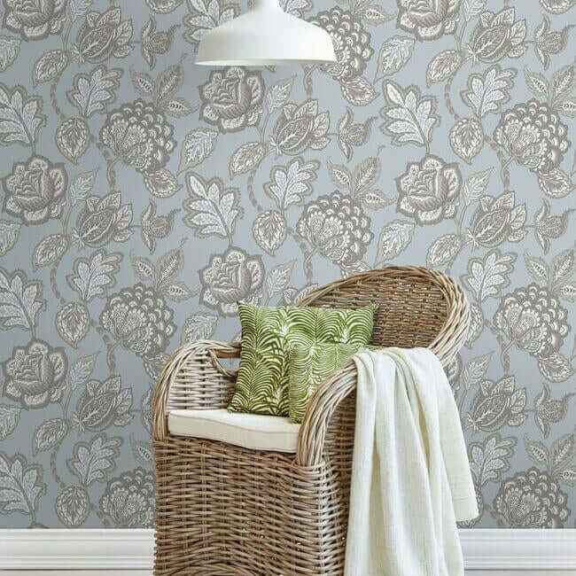 Mid Summer Jacobean Wallpaper Spabrown - York Wallcoverings - CY1540 - York Wallcoverings Wallpaper