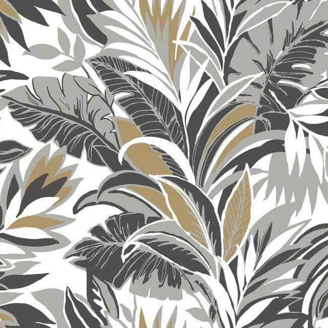 Palm Silhouette Black & Gold Wallpaper - York Wallcoverings - CY1567 - York Wallcoverings Wallpaper
