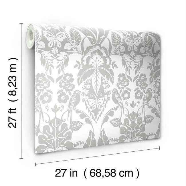 Botanical Damask Wallpaper Grey - York Wallcoverings - CY1582 - York Wallcoverings Wallpaper