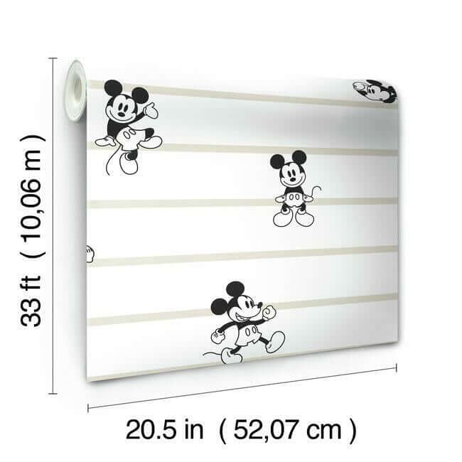 disney-mickey-mouse-stripe-wallpaper-neutral-york-wallcoverings-di0932 - York Wallcoverings Wallpaper