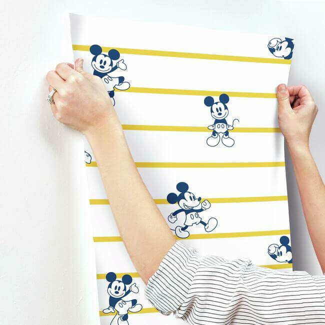 disney-mickey-mouse-stripe-wallpaper-yellow-york-wallcoverings-di0931 - York Wallcoverings Wallpaper