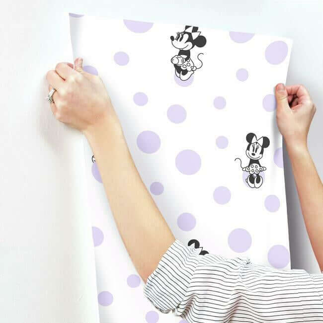 disney-minnie-mouse-dots-wallpaper-lilac-york-wallcoverings-di1028 - York Wallcoverings Wallpaper