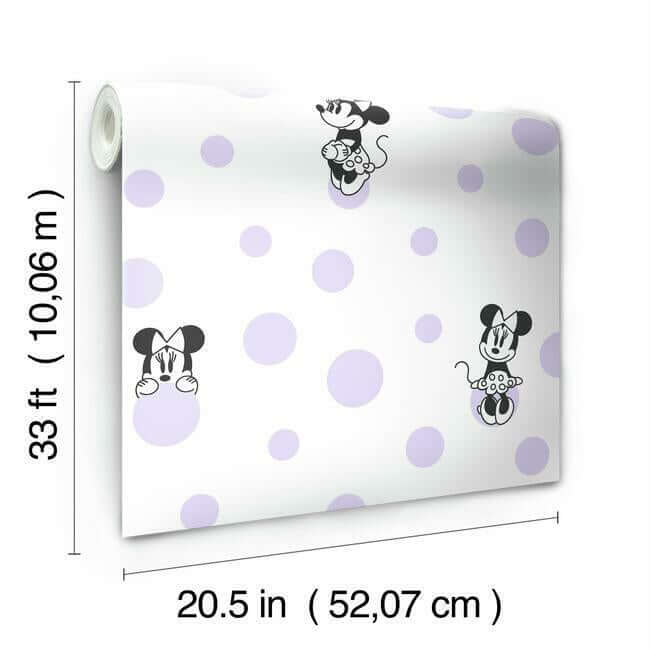 disney-minnie-mouse-dots-wallpaper-lilac-york-wallcoverings-di1028 - York Wallcoverings Wallpaper