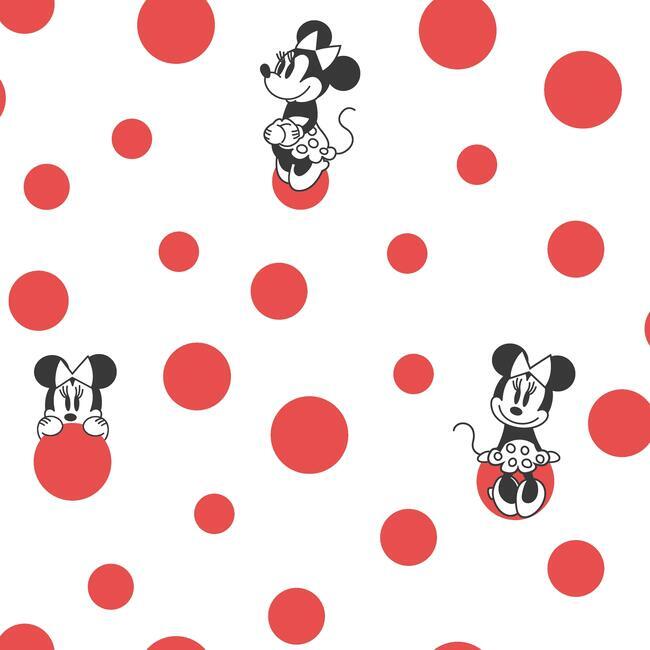 disney-minnie-mouse-dots-wallpaper-red-york-wallcoverings-di1029 - York Wallcoverings Wallpaper