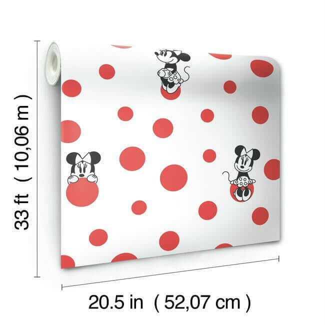 disney-minnie-mouse-dots-wallpaper-red-york-wallcoverings-di1029 - York Wallcoverings Wallpaper