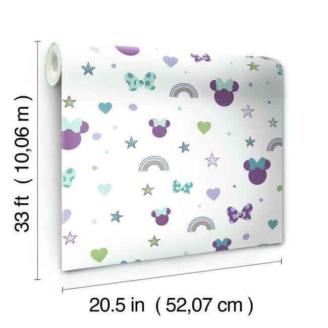 Disney Minnie Mouse Rainbow Purple Wallpaper - York Wallcoverings - DI0990 - York Wallcoverings Wallpaper