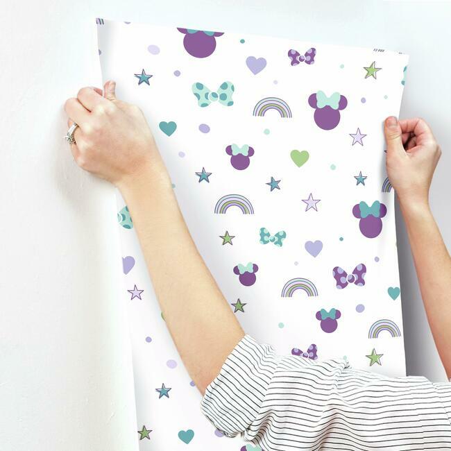 disney-minnie-mouse-rainbow-wallpaper-purple-york-wallcoverings-di0990
