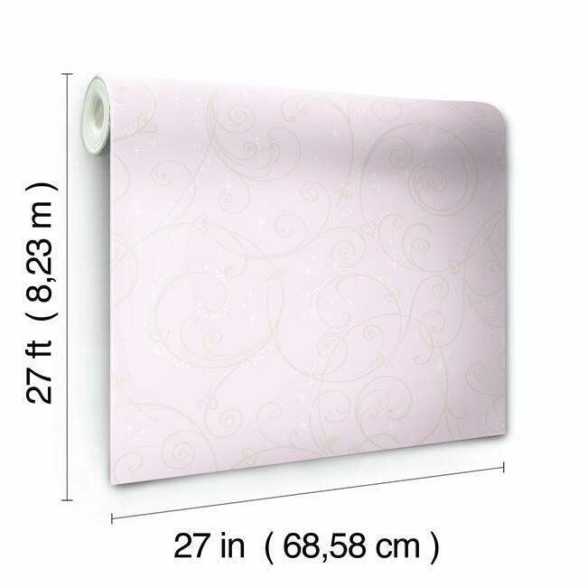 disney-princess-perfect-scroll-wallpaper-pink-york-wallcoverings-di0904 - York Wallcoverings Wallpaper
