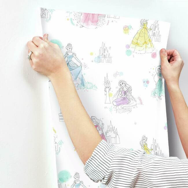 disney-princess-pretty-elegant-wallpaper-white-york-wallcoverings-di0968 - York Wallcoverings Wallpaper