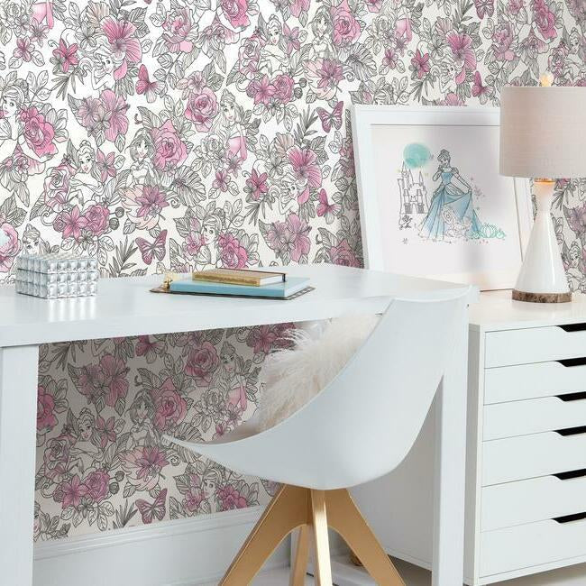 disney-princess-royal-floral-wallpaper-magenta-york-wallcoverings-di0965