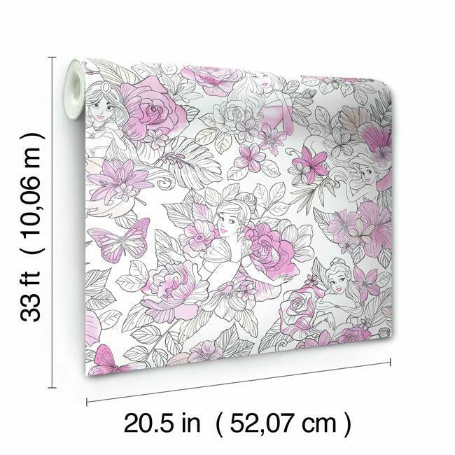 disney-princess-royal-floral-wallpaper-magenta-york-wallcoverings-di0965