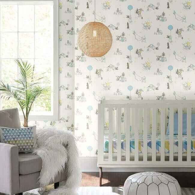Disney Winnie the Pooh Playmates Yellow Wallpaper - York Wallcoverings - DI0982 - York Wallcoverings Wallpaper
