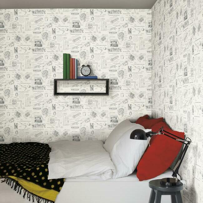 marvels-heroes-schematics-wallpaper-almond-york-wallcoverings-di0937 - York Wallcoverings Wallpaper