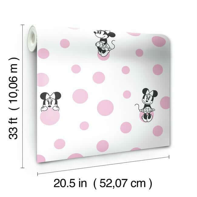 minnie-dots-pink-wallpaper-york-wallcoverings-di1027 - York Wallcoverings Wallpaper