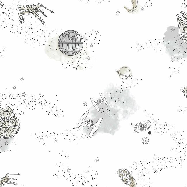 star-wars-good-night-galaxy-wallpaper-neutral-york-wallcoverings-di0997 - York Wallcoverings Wallpaper