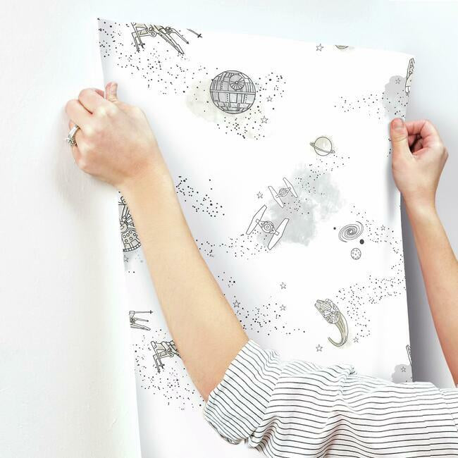 star-wars-good-night-galaxy-wallpaper-neutral-york-wallcoverings-di0997 - York Wallcoverings Wallpaper