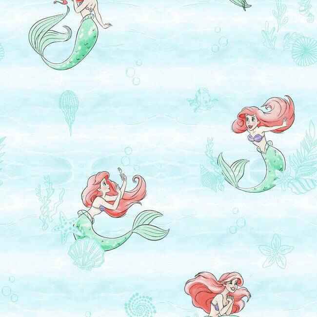 Disney The Little Mermaid Swim Teal Wallpaper - York Wallcoverings - DI0954 - York Wallcoverings Wallpaper
