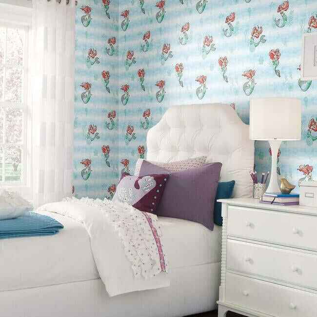 Disney The Little Mermaid Swim Teal Wallpaper - York Wallcoverings - DI0954 - York Wallcoverings Wallpaper