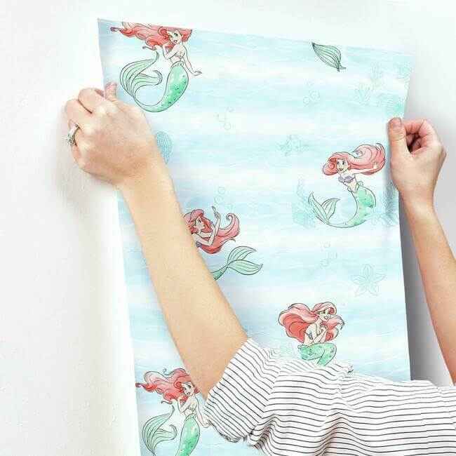 Disney The Little Mermaid Swim Teal Wallpaper - York Wallcoverings - DI0954 - York Wallcoverings Wallpaper