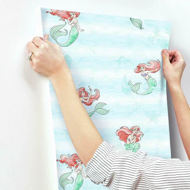 disney-the-little-mermaid-swim-teal-wallpaper-york-wallcoverings-di0954 - York Wallpaper Wallpaper