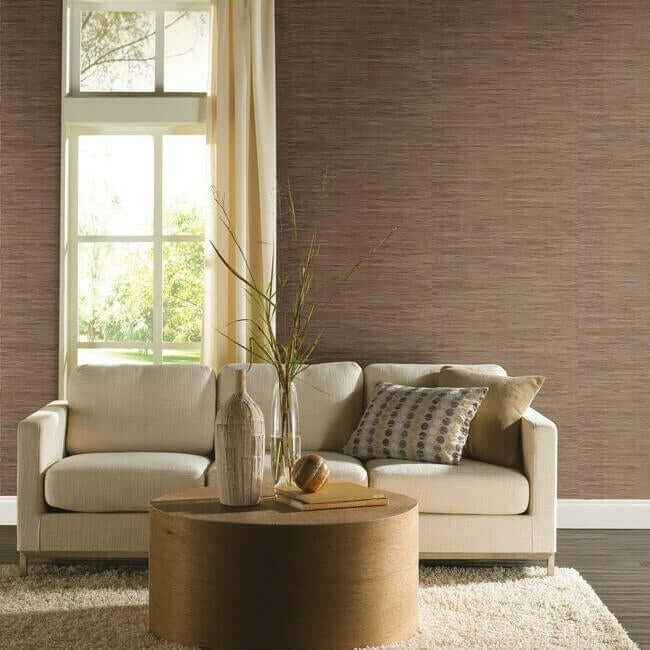 Lustrous Grasscloth Brown Wallpaper - York Wallcoverings - RN1057LW - York Wallcoverings Wallpaper