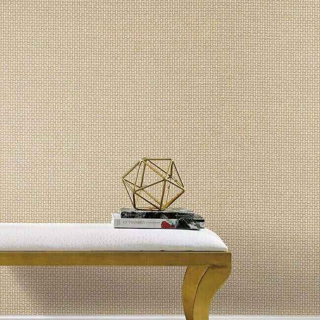 Cottage Basket Gold Metallic Wallpaper - York Wallcoverings - TL1902 - York Wallcoverings Wallpaper