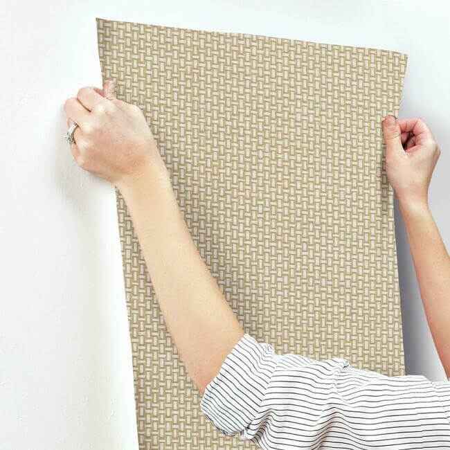 Cottage Basket Gold Metallic Wallpaper - York Wallcoverings - TL1902 - York Wallcoverings Wallpaper