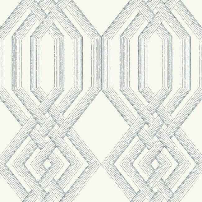 Etched Lattice Blue Wallpaper - York Wallcoverings - TL1912