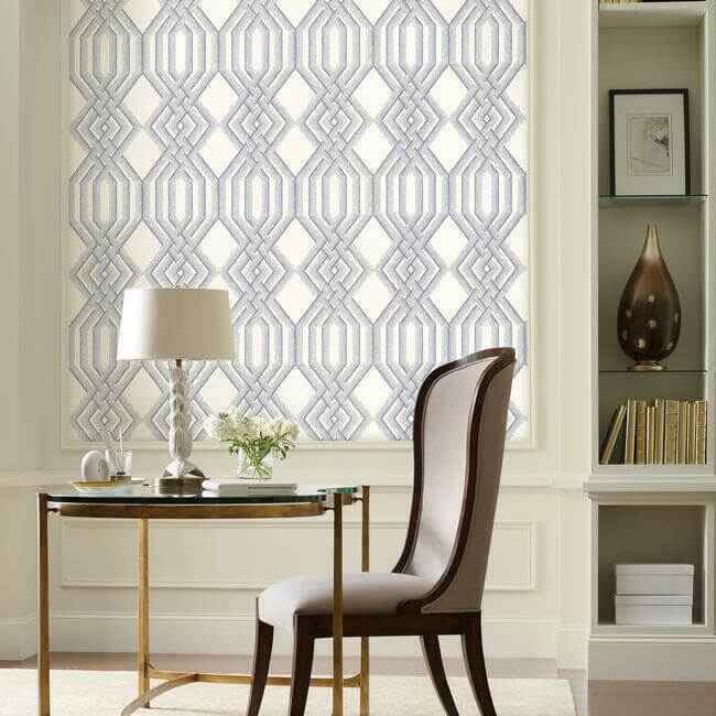 Etched Lattice Blue Wallpaper - York Wallcoverings - TL1912 - York Wallcoverings Wallpaper