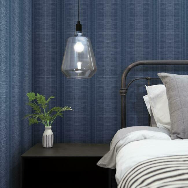 silk-weave-stripe-wallpaper-navy-york-wallcoverings-tl1962 - York Wallcoverings Wallpaper