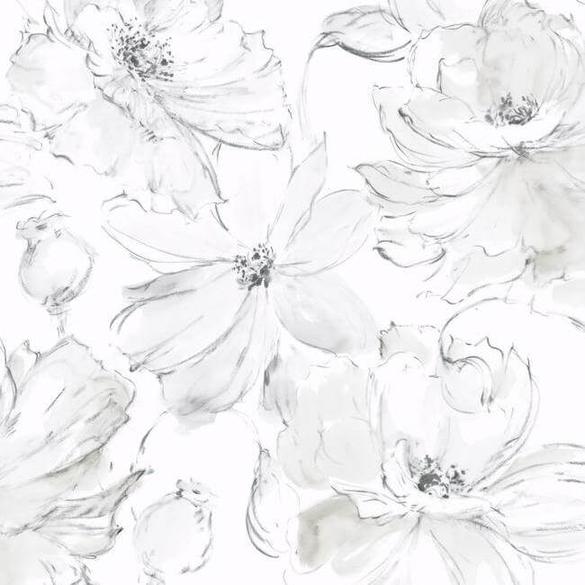 floral-dreams-grey-wallpaper-york-wallcoverings-cl2520 - York Wallpaper Wallpaper