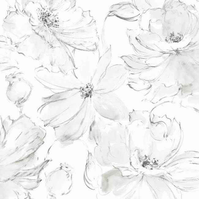 Floral Dreams Grey Wallpaper - York Wallcoverings - CL2520 - York Wallcoverings Wallpaper