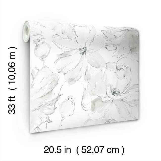 floral-dreams-grey-wallpaper-york-wallcoverings-cl2520 - York Wallpaper Wallpaper