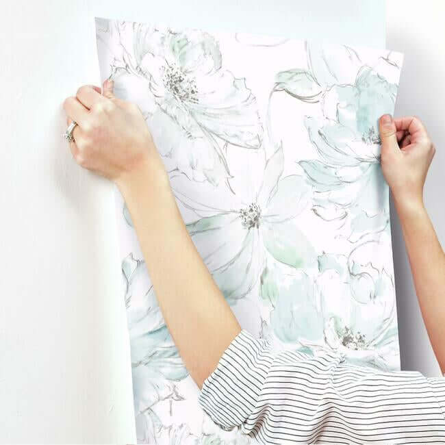 floral-dreams-blue-green-wallpaper-york-wallcoverings-cl2517 - York Wallpaper Wallpaper