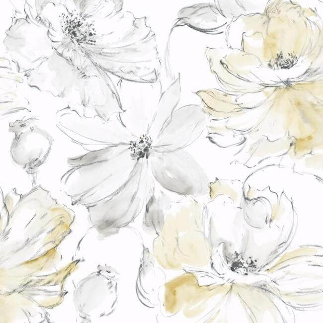 floral-dreams-yellow-wallpaper-york-wallcoverings-cl2518 - York Wallpaper Wallpaper