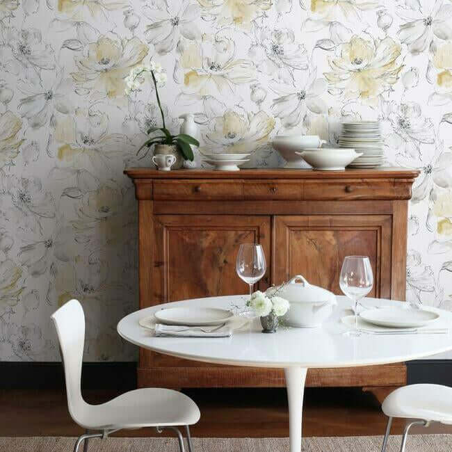 floral-dreams-yellow-wallpaper-york-wallcoverings-cl2518 - York Wallpaper Wallpaper