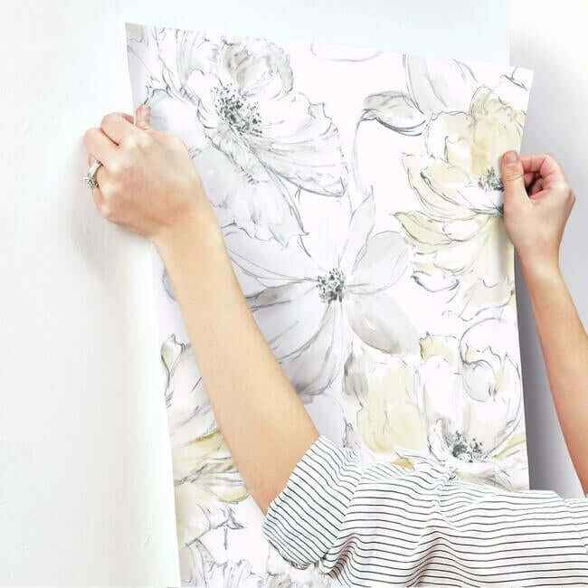 Floral Dreams Yellow Wallpaper - York Wallcoverings - CL2518 - York Wallcoverings Wallpaper
