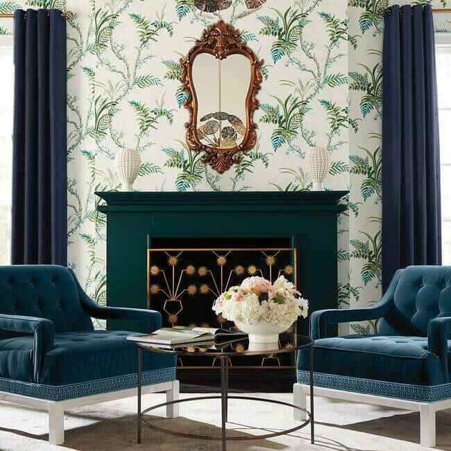 Enchanted Fern Wallpaper Bluegreen - York Wallcoverings - GR5991 - York Wallcoverings Wallpaper