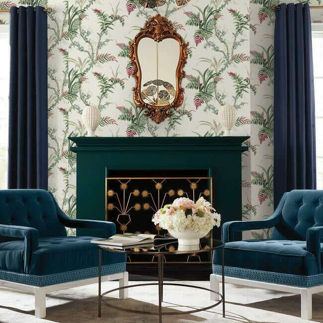 enchanted-fern-green-red-wallpaper-york-wallcoverings-gr5993 - York Wallpaper Wallpaper