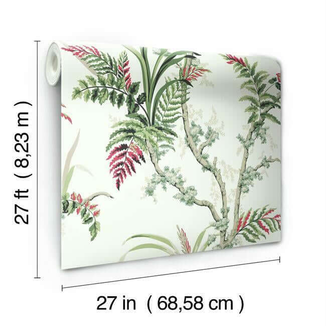 enchanted-fern-green-red-wallpaper-york-wallcoverings-gr5993 - York Wallpaper Wallpaper